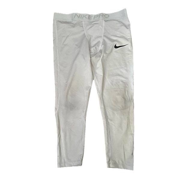 Men’s Nike Pro White Football Dri Fit Compression Pants XXL Some Discoloration - Picture 1 of 3